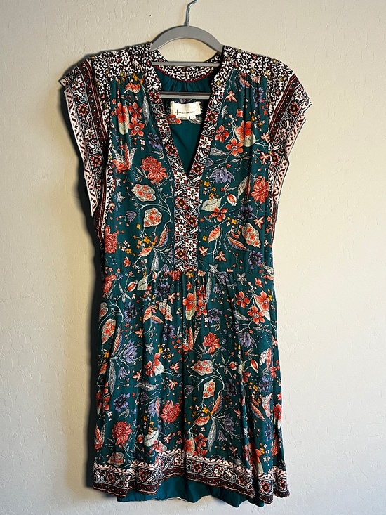Anthropologie Dresses & Skirts - Anthropologie Zenia Green Floral Dress size Small S EUC